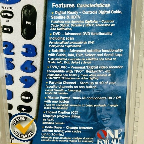 One For All Universal Brand Replacement Remote Big Number Button Tv DVD Urc3220 - Picture 6 of 8